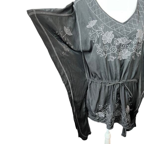 Monoreno black floral boho Embroidered swimsuit coverup swimwear neutral - Picture 4 of 8
